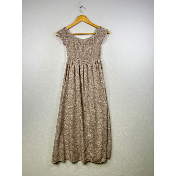 SHEIN Floral Smocked Off Shoulder Maxi Dress M Gauzy Boho Festival Slits - Picture 2 of 11